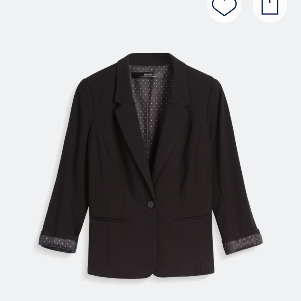 Kensie Elegant Black Blazer with Polka Dot Accents
